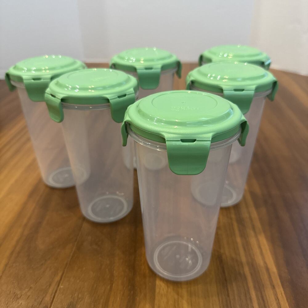 LocknLock & Lock 17 oz Slender Canisters w/ Locking Lids Set of 6 Green